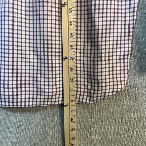 Peter Millar Shirt Men Medium Nanoluxe Purple Check Long Sleeve Button Up Preppy - Picture 6 of 7